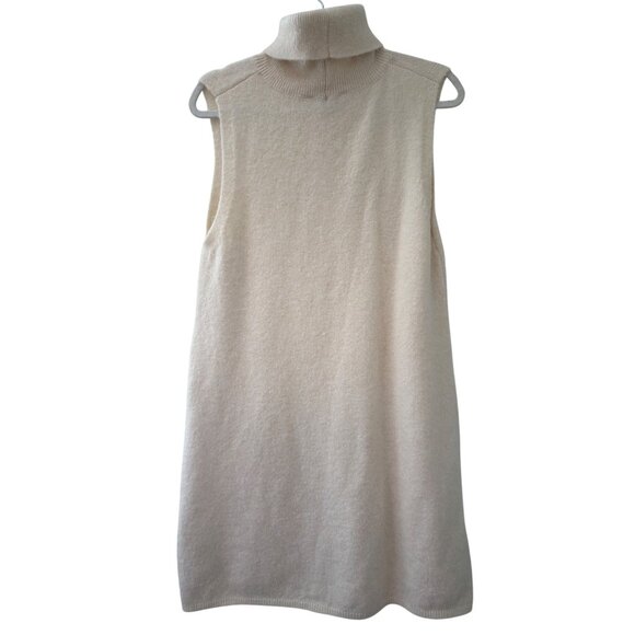 Zara Turtle Neck Sleeveless Knit Sweater Dress Beige L - Picture 4 of 13